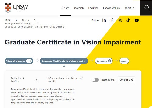 Graduate Certificate in Vision Impairment